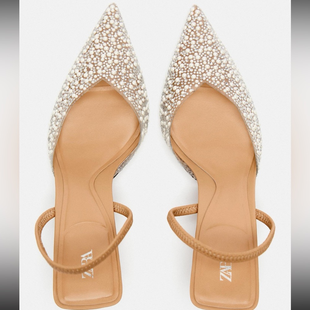 Zara Beige and White Heels